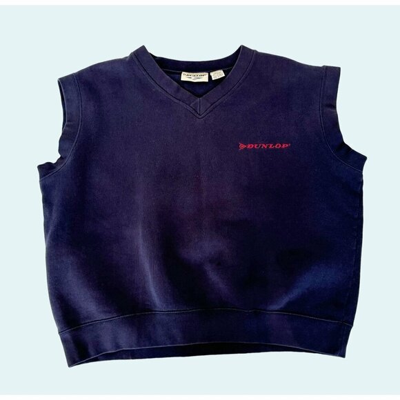 Vintage DUNLOP Golf Sleeveless V Neck Sweatshirt 90s Size Med - Picture 3 of 7